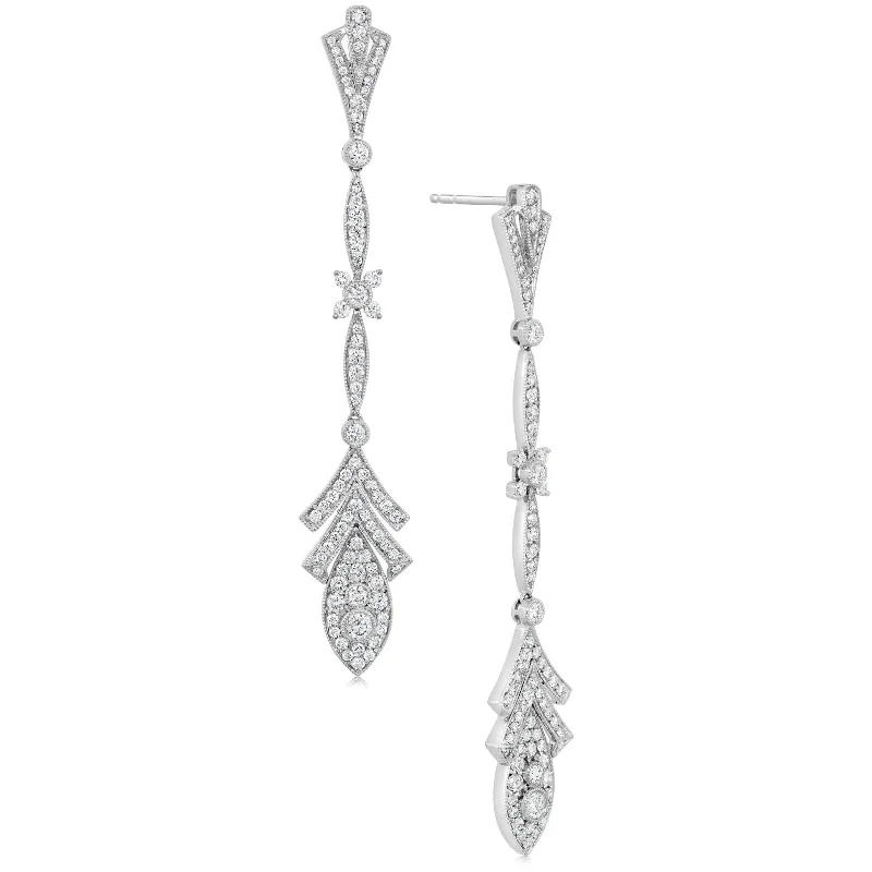 Diamond Dangle Art Deco Style Earrings