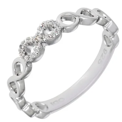 Diamond Infinity Ring in Sterling Silver (.05ct tw)