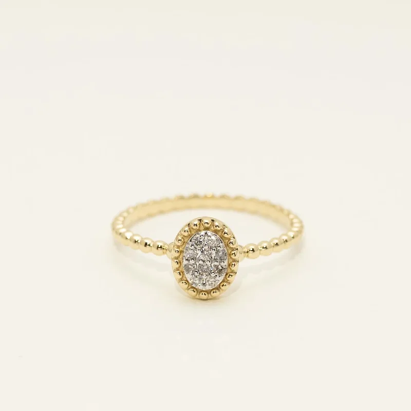 Diamond Oval Shaped Ring in 14kt Yellow Gold (1/10ct tw)