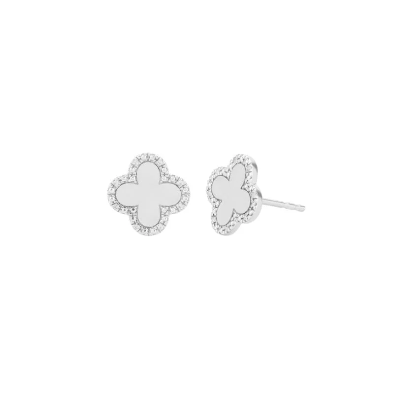 Ella Stein Diamond Sterling Clover Earring .02ct dw