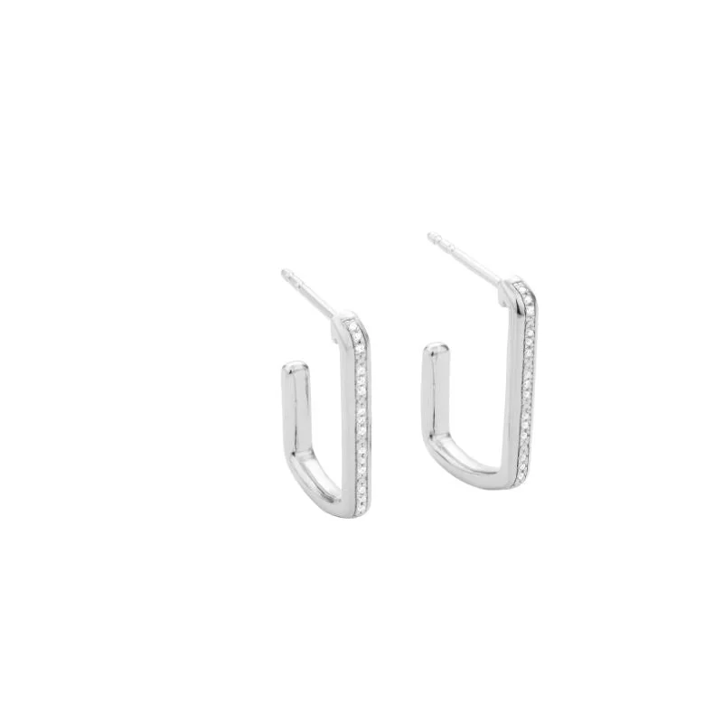 Ella Stein Diamond Sterling U Shaped Hoop Earring .05ct dw