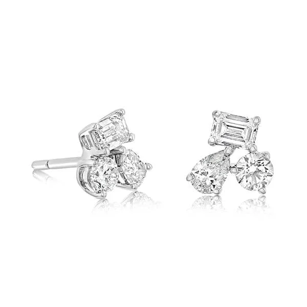 Fancy Shaped Diamond Cluster Earrings