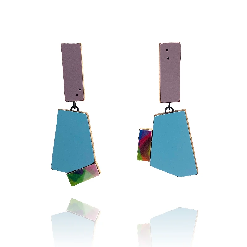 Geometric Earrings - Purple, Blue, Multicolor