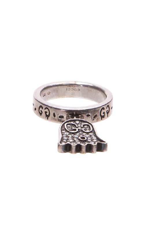 Diamond Ghost Charm Ring -Size 6