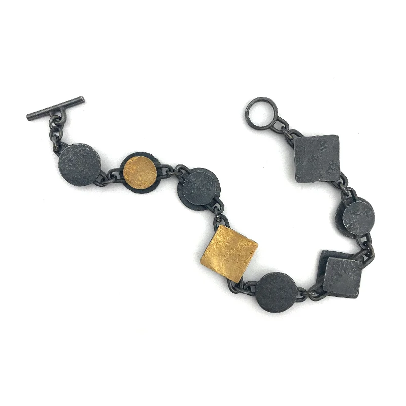 Gold and Oxidized Silver Link Bracelet