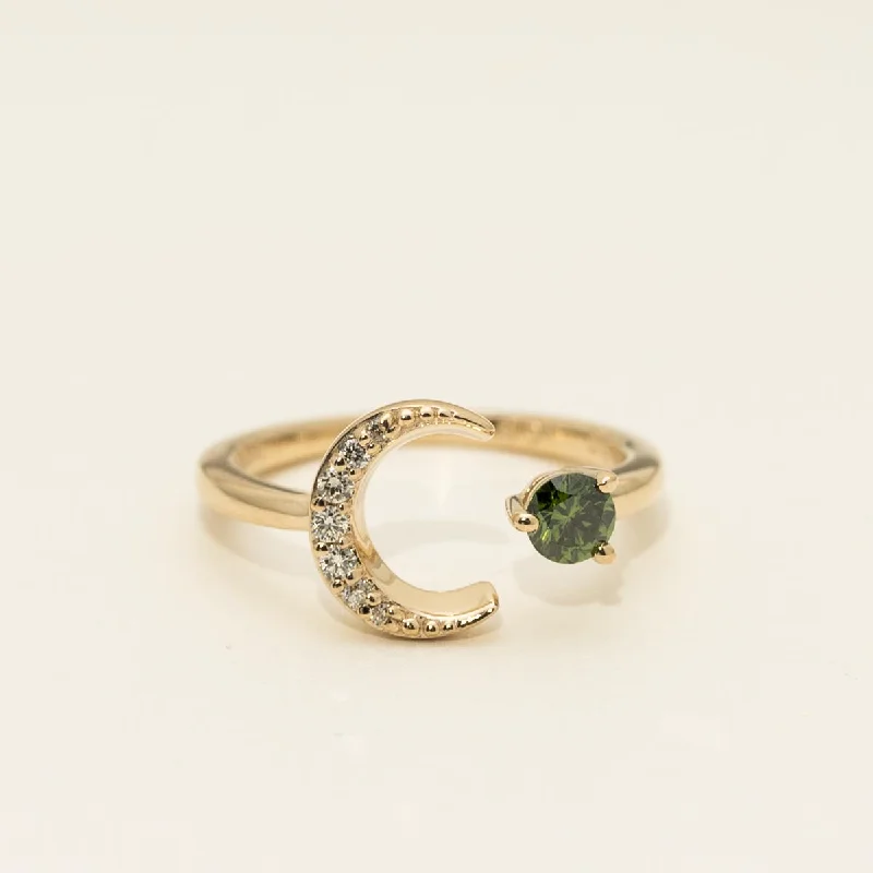 Green Diamond Moon Ring in 14kt Yellow Gold (1/3ct tw)