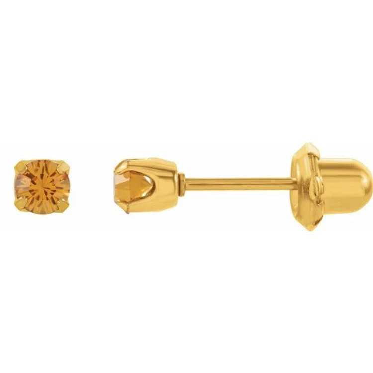 24K Gold-Plated Stainless Steel Imitation Citrine InvernessÂ® Piercing Earrings