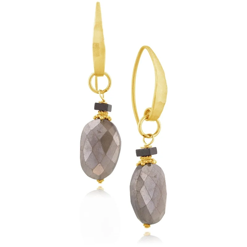 JILL DUZAN Labradorite & Hematite Earrings