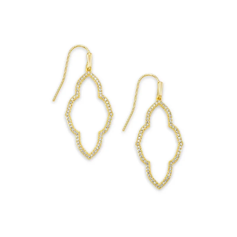 Kendra Scott Abbie Small Open Frame Earrings in White Crystal