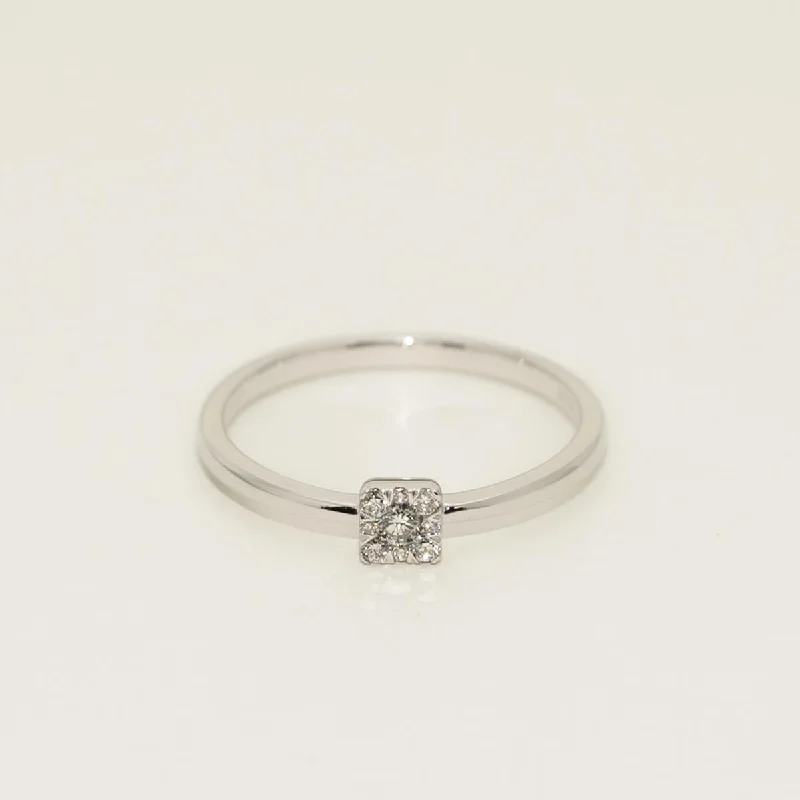 Lovebright Diamond Square Ring in 10kt White Gold (1/10ct tw)