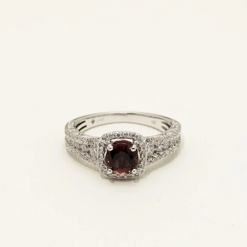 Maine Pink Tourmaline Halo Ring in 14kt White Gold with Diamonds ( 1ct tw)