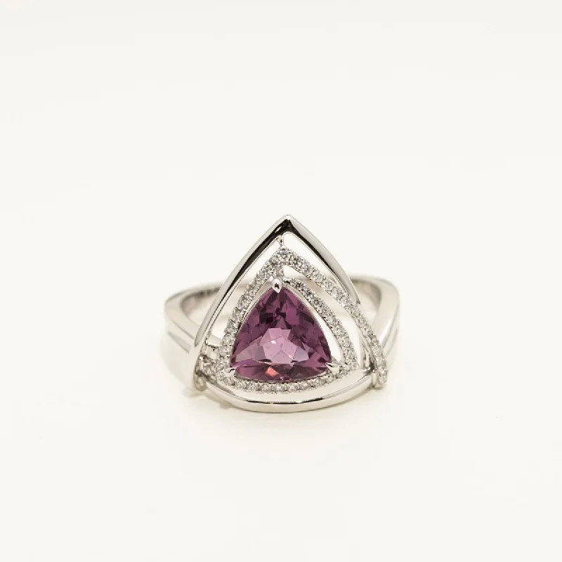 Maine Pink Tourmaline Ring in 14kt White Gold with Diamonds (1/5ct tw)