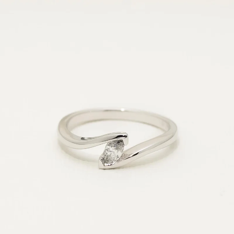 Marquise Shaped Diamond Ring in 14kt White Gold (1/5ct)