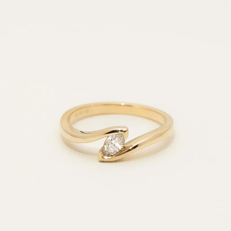 Marquise Shaped Diamond Ring in 14kt Yellow Gold (1/4ct)