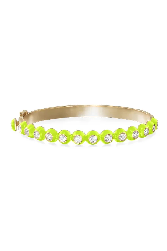 Neon Yellow Audrey Hinged Bangle Bracelet