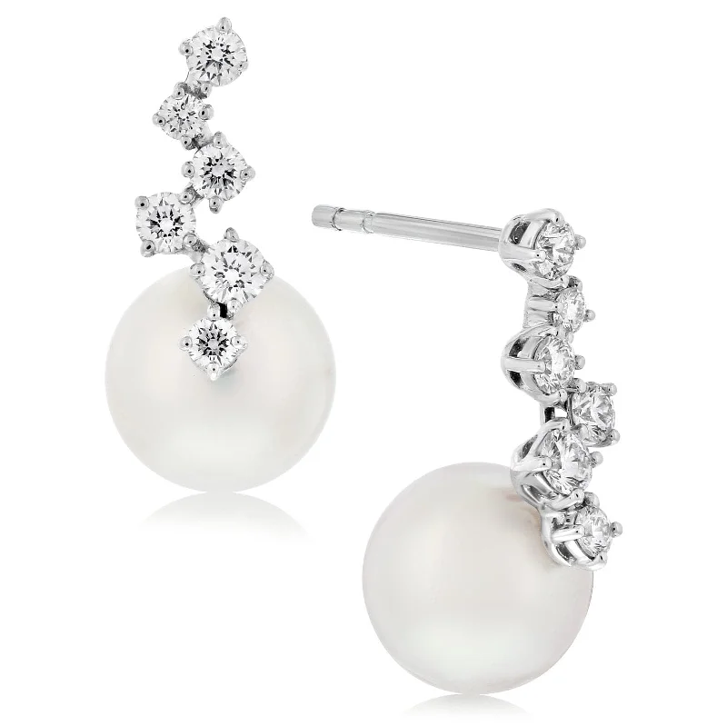 MIKIMOTO Akoya Pearl & Diamond Earrings