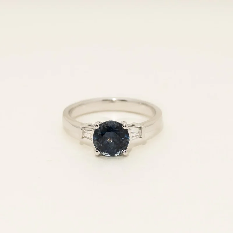 Montana Sapphire Ring in 14kt White Gold with Diamonds (1/4ct tw )