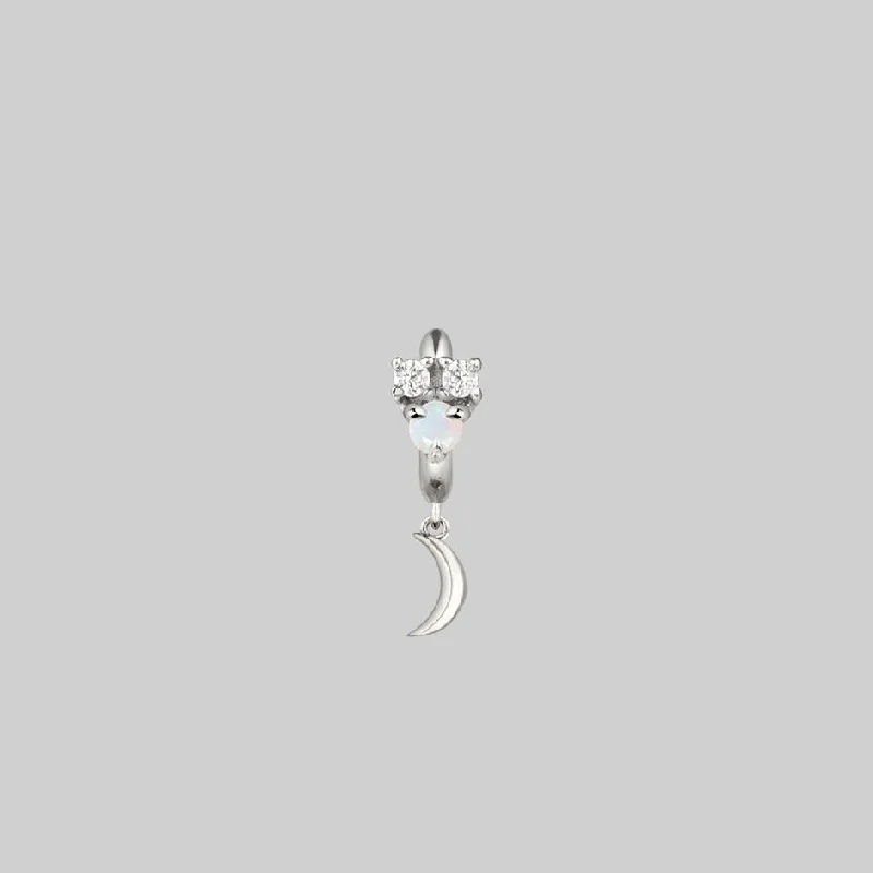 MOONLIGHT. Opal Moon Clicker Ring - Silver