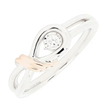 Northern Star Diamond Love Knot Collection Ring in Sterling Silver and 10kt Rose Gold (1/20ct)