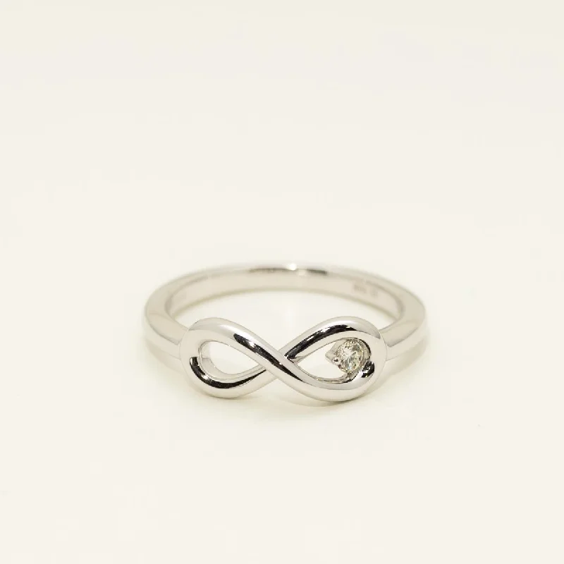 Northern Star Diamond Love Knot Infinity Ring in Sterling Silver (.04ct)