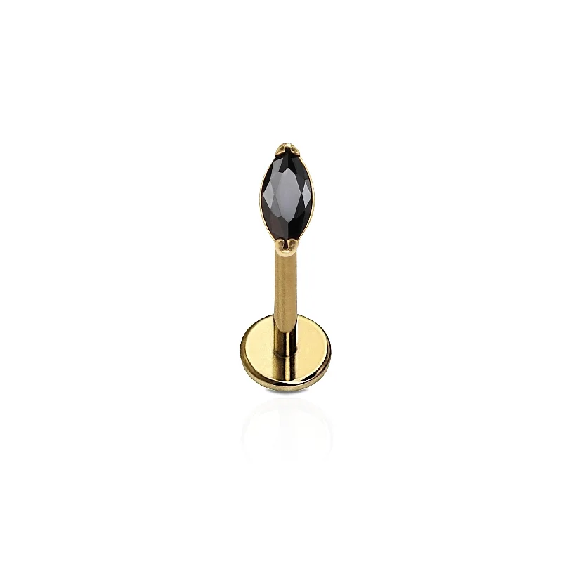 Onyx Marquise Flat Back Stud