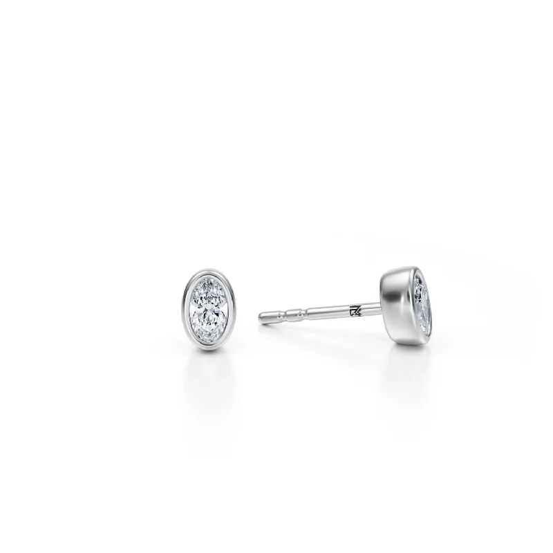 Oval Bezel Stud Lab Grown Diamond Earrings