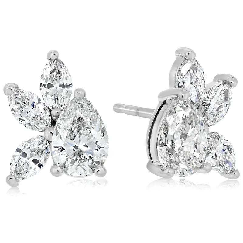 Pear Diamond Cluster Earrings