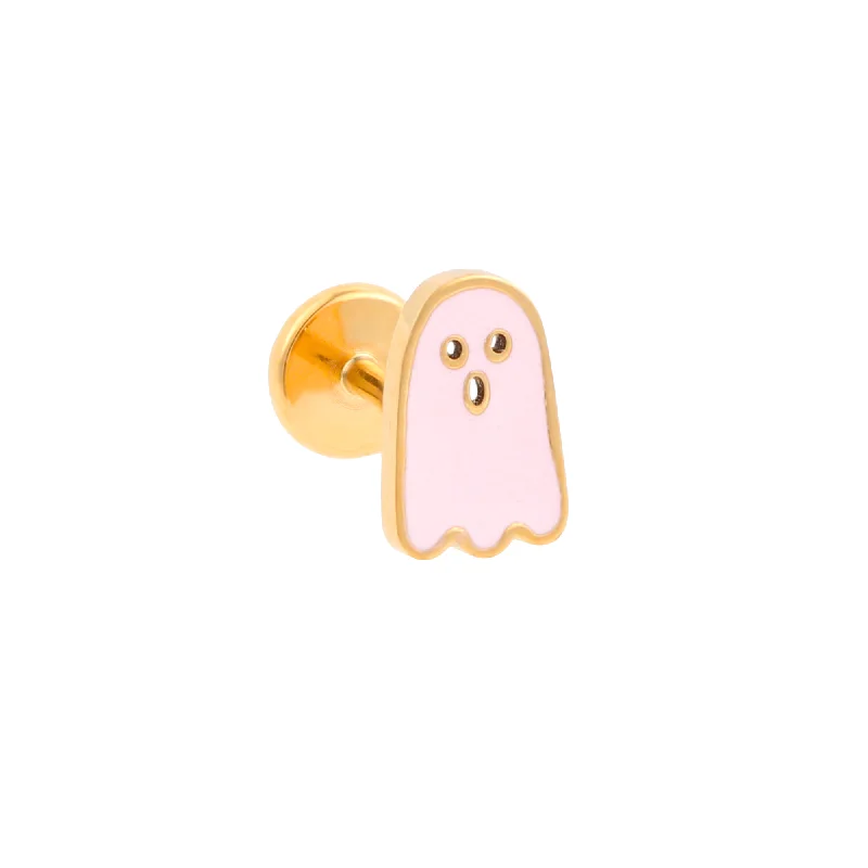 Pink Ghost Enamel Flat Back Stud