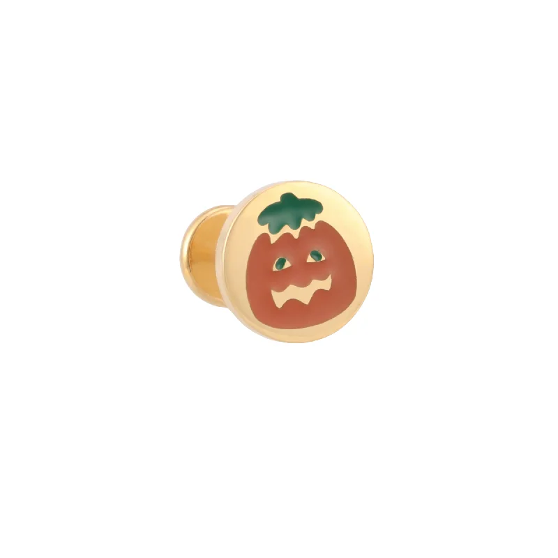 Pumpkin Cookie Enamel Flat Back Stud