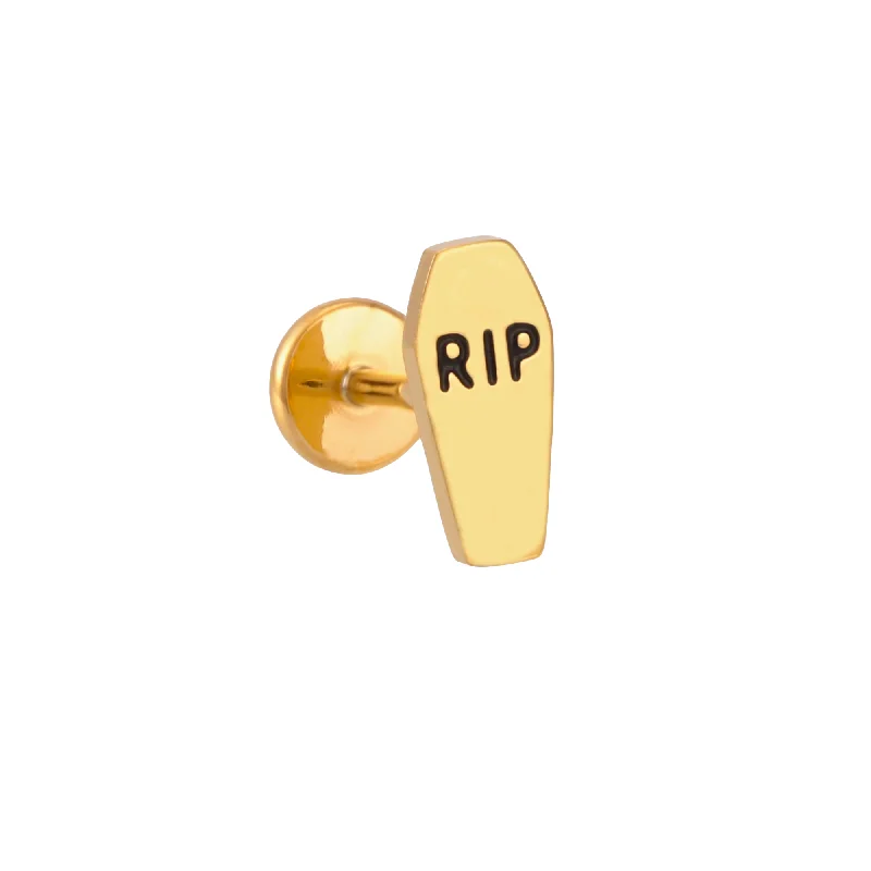 RIP Coffin Enamel Flat Back Stud