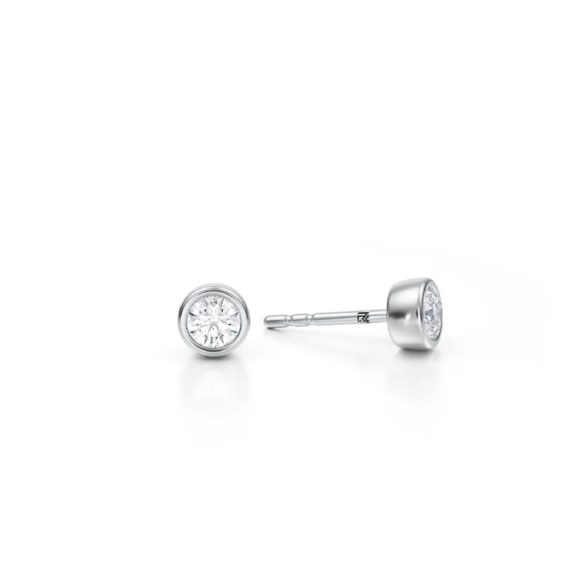 Round Bezel Stud Lab Grown Diamond Earrings