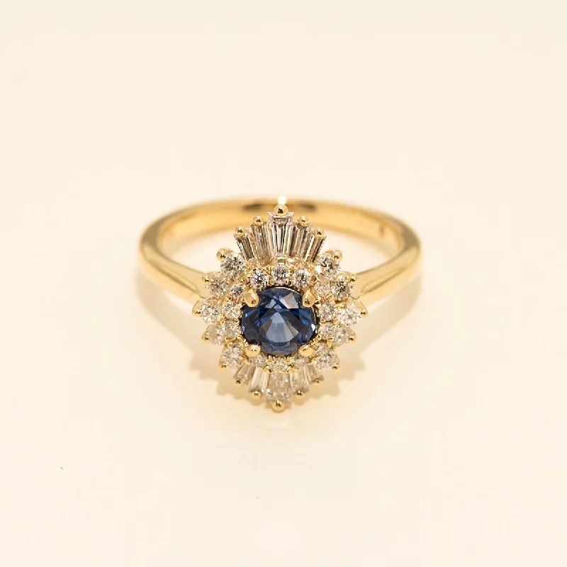 Round Sapphire Ring in 14kt Yellow Gold with Diamonds (5/8ct tw)