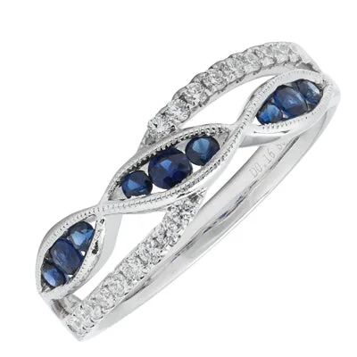 Sapphire Ring in 14kt White Gold with Diamonds (1/7ct tw)