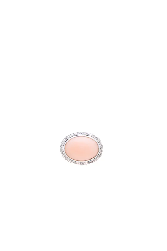 Rose Quartz Oval Ring - Size 5