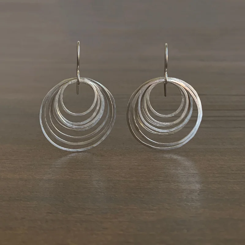 Small Silver Circle Ripple Earrings