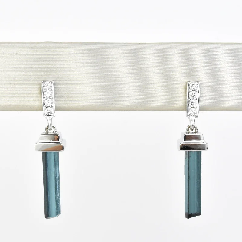 Tourmaline and Diamond Earrings in 14k White Gold