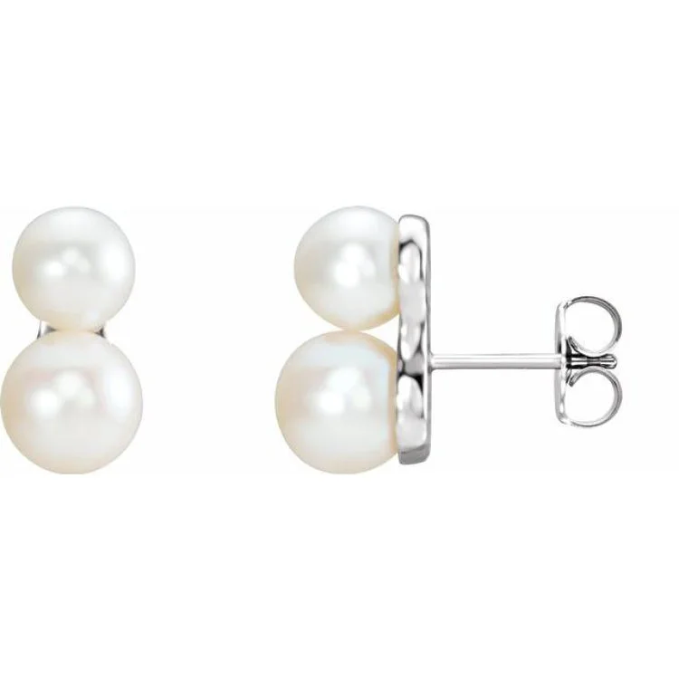 Platinum Cultured White Freshwater Pearl Ear Climbers