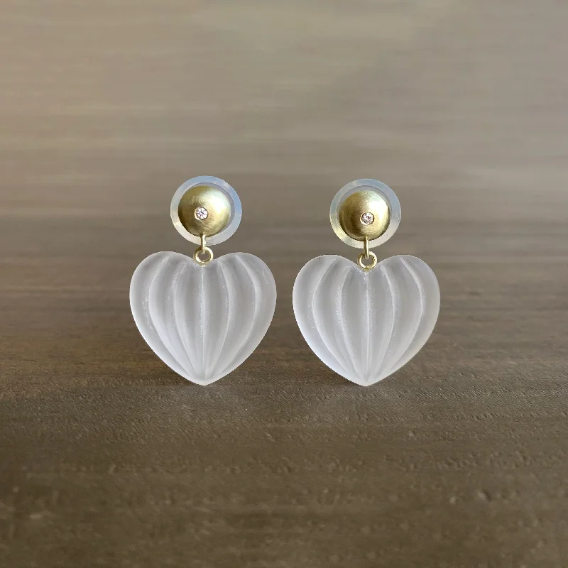 Wish Gourd Matte Quartz Earrings with Diamonds