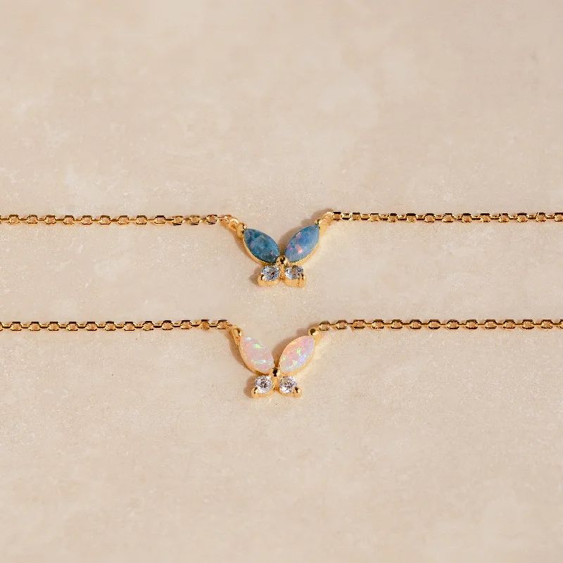 Opal Butterfly Necklace Set