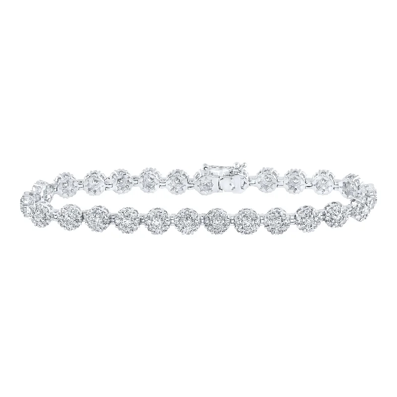 10kt White Gold Womens Round Diamond Fashion Bracelet 4-3/4 Cttw