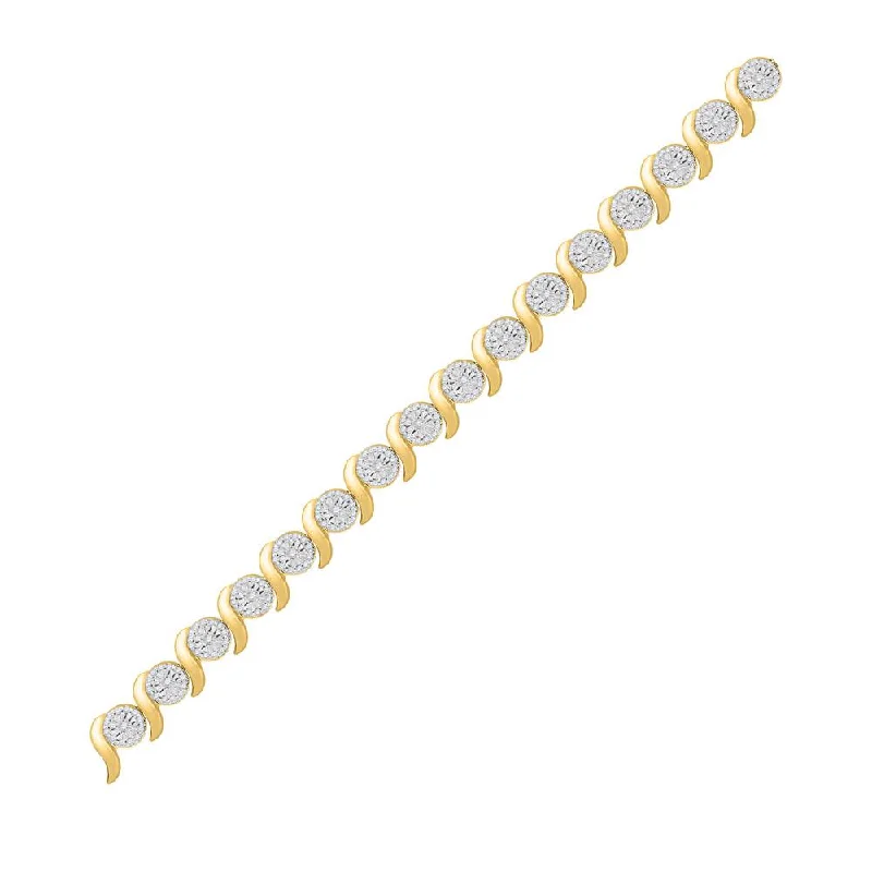 10kt Yellow Gold Womens Round Diamond Tennis Bracelet 1 Cttw