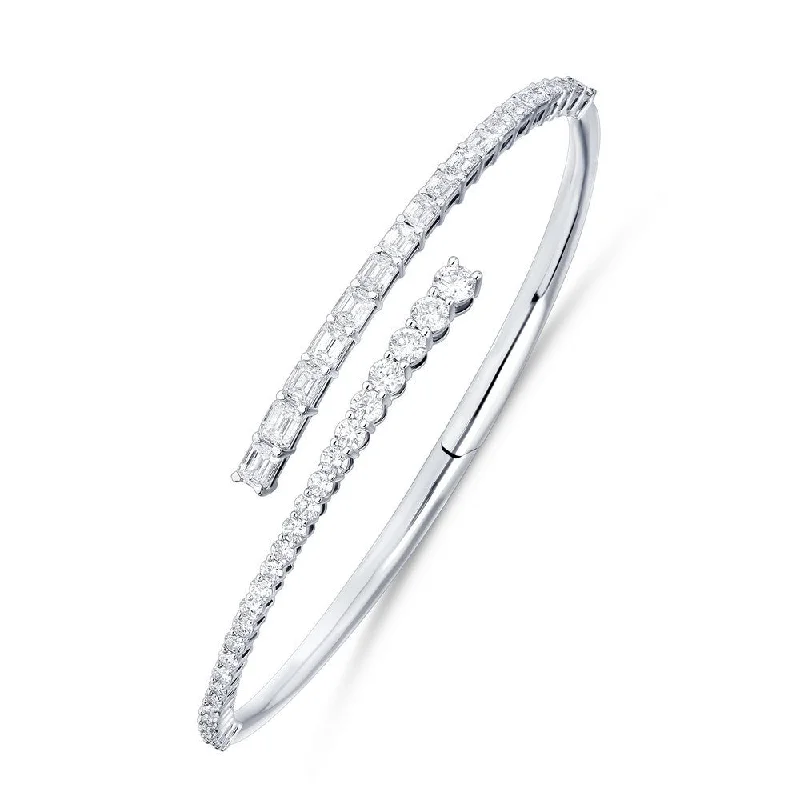 14k Gold Diamond Bypass Bangle Bracelet