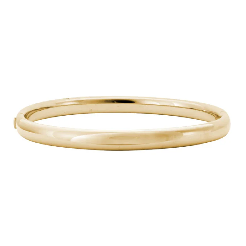 14k Gold Rounded Hinged Bangle Bracelet