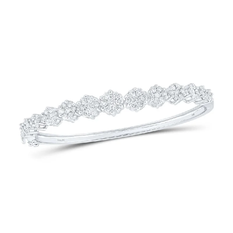 14kt White Gold Womens Round Diamond Bangle Bracelet 2-5/8 Cttw