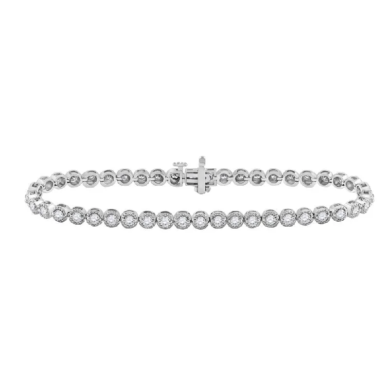 14kt White Gold Womens Round Diamond Tennis Bracelet 2 Cttw