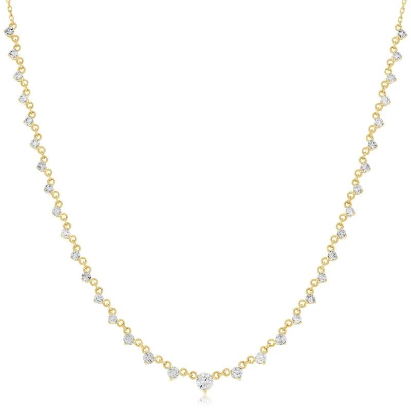 2.00 Carat Graduated Diamond Chain Necklace