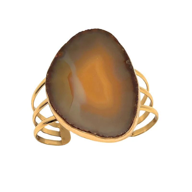 Alchemia Brown/Nude Agate Slice Multi-Band Cuff