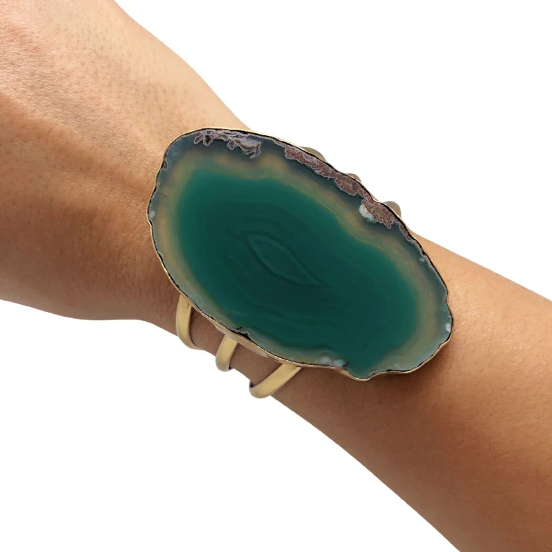 Alchemia Green Agate Slice Multi-Band Cuff