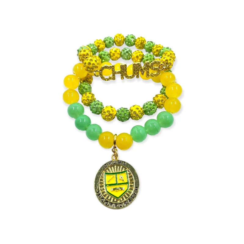 Chums Inc. Yellow and Green Clay Stone and Glass Bead Bracelet