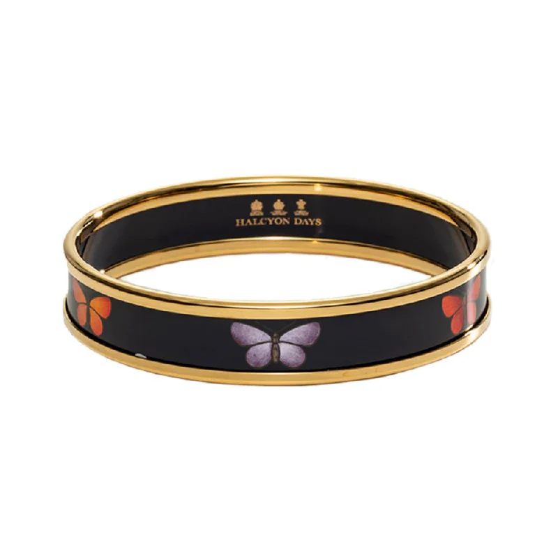 Halcyon Days 1cm Butterfly Navy & Gold Enamel Bangle